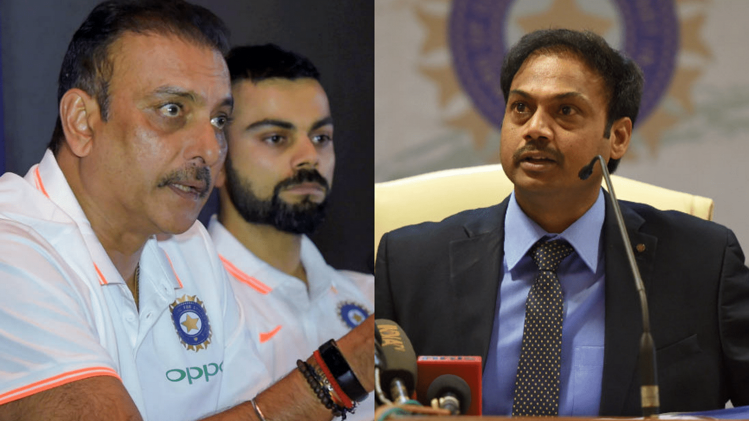 India’s chief coach Ravi Shastri and captain Virat Kohli (left) will be present at the meet along with the selection panel on Wednesday.
