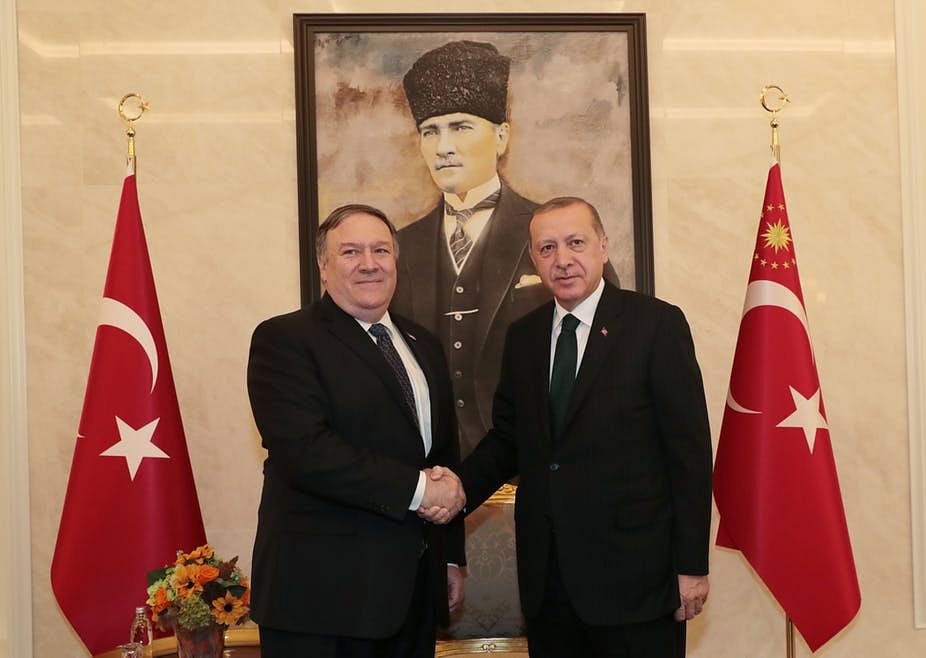 US Secretary of State Mike Pompeo met Turkish President Recep Tayyip Erdogan in Ankara on 17 October.&nbsp;