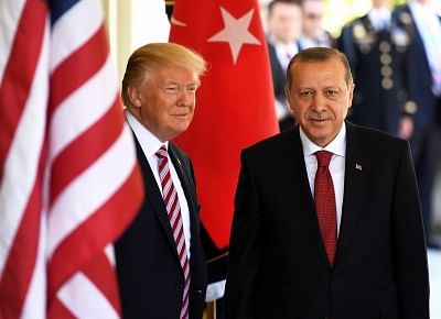 U.S. President Donald Trump and Turkish President Recep Tayyip Erdogan. (File Photo: Xinhua/Yin Bogu/IANS)