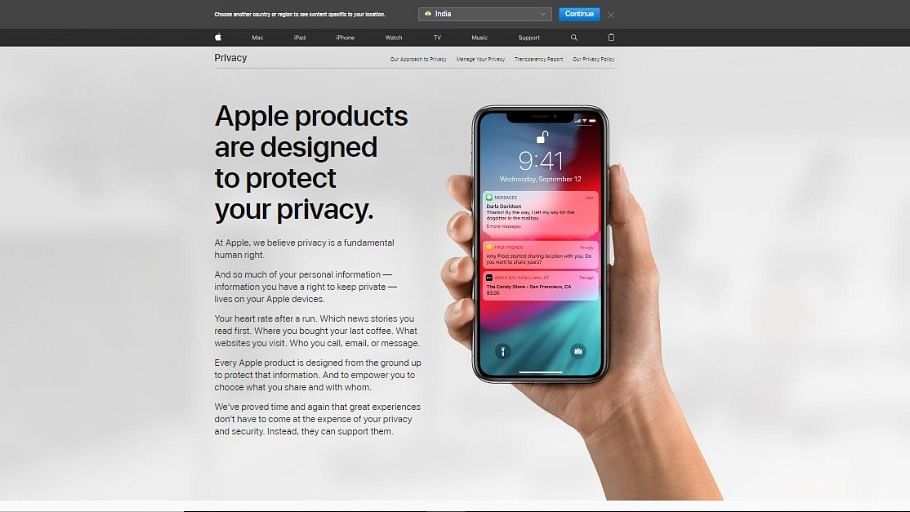 Apple’s new Privacy section on its website.