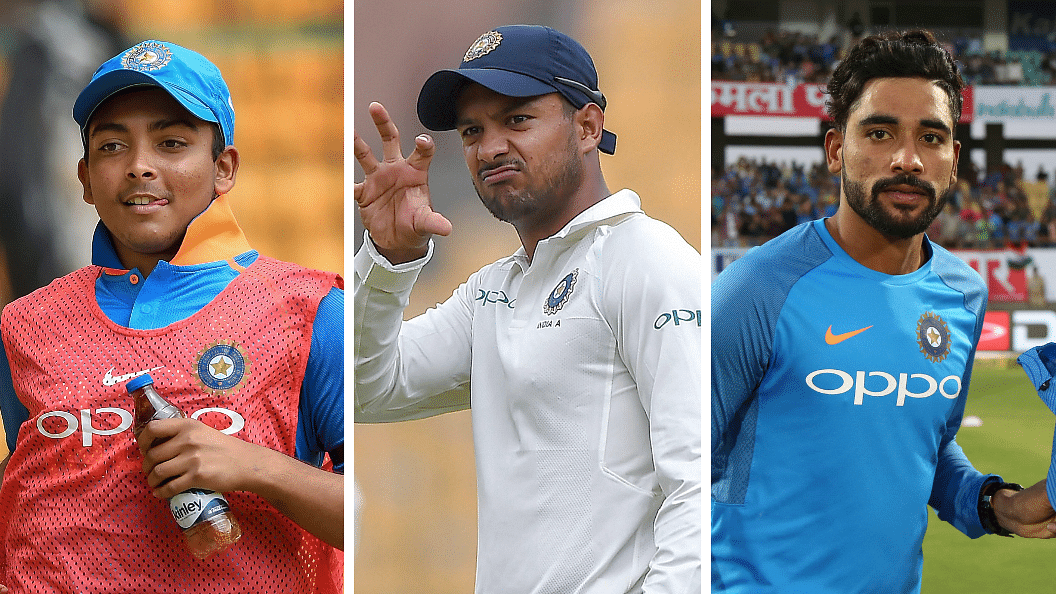 Prithvi Shaw, Mayank Agarwal and Mohammed Siraj are some of the new faces in the Indian test team against West Indies.