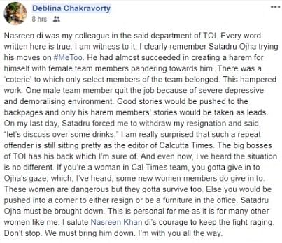 Three women have taken to social media to complain against Calcutta Times editor Satadru Ojha.