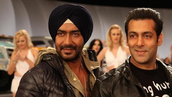 Ajay Devgn and Salman Khan in a still from <i>Son of Sardaar</i>.&nbsp;