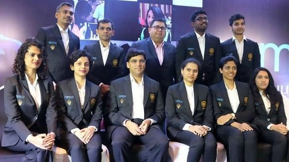 Indian chess team photo at 43rd Chess Olympiad.