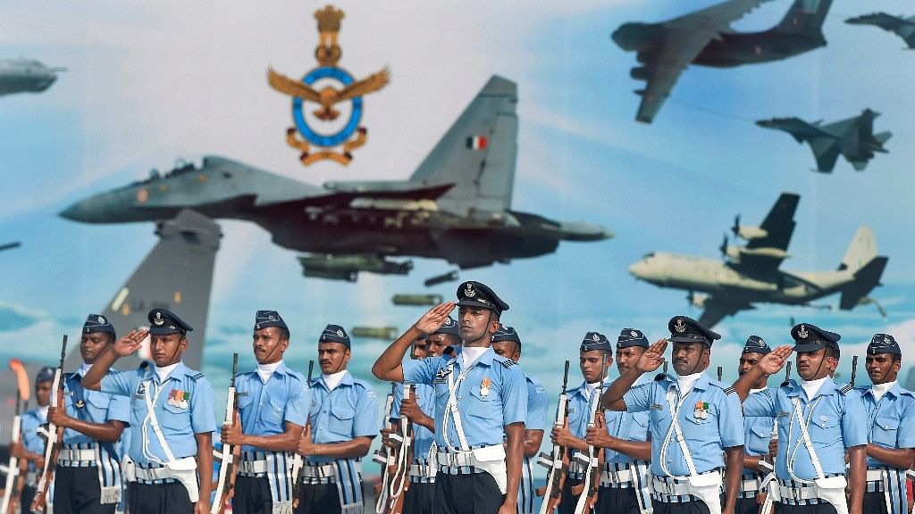  IAF personnel during the 86th Air Force Day Parade 2018 at Air Force Station at Hindon in Ghaziabad, Monday, 8 October 2018.