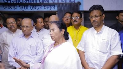 Howrah: West Bengal Chief Minister Mamata Banerjee visits Santragachhi station where two people were killed and a dozen others including two children badly injured in a stampede at a railway foot overbridge, in Howrah on Oct 23, 2018.&nbsp;