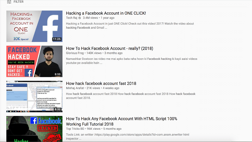 YouTube still hosting videos on ‘How to Hack Facebook’ on its platform after the Facebook security breach.