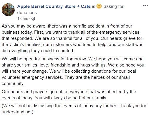 18 of the victims of  crash at the Apple Barrel Country Store were in the limo whereas  two were bystanders.