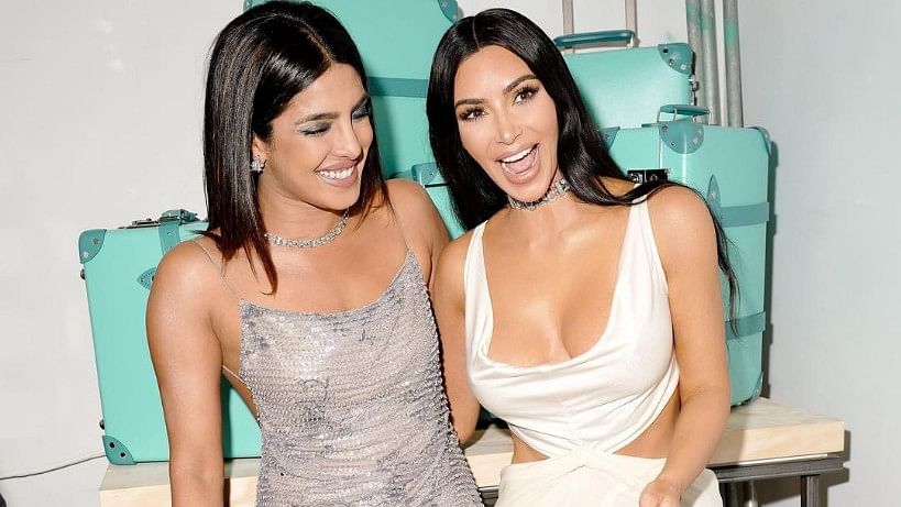 Priyanka Chopra and Kim Kardashian at an event in New York.