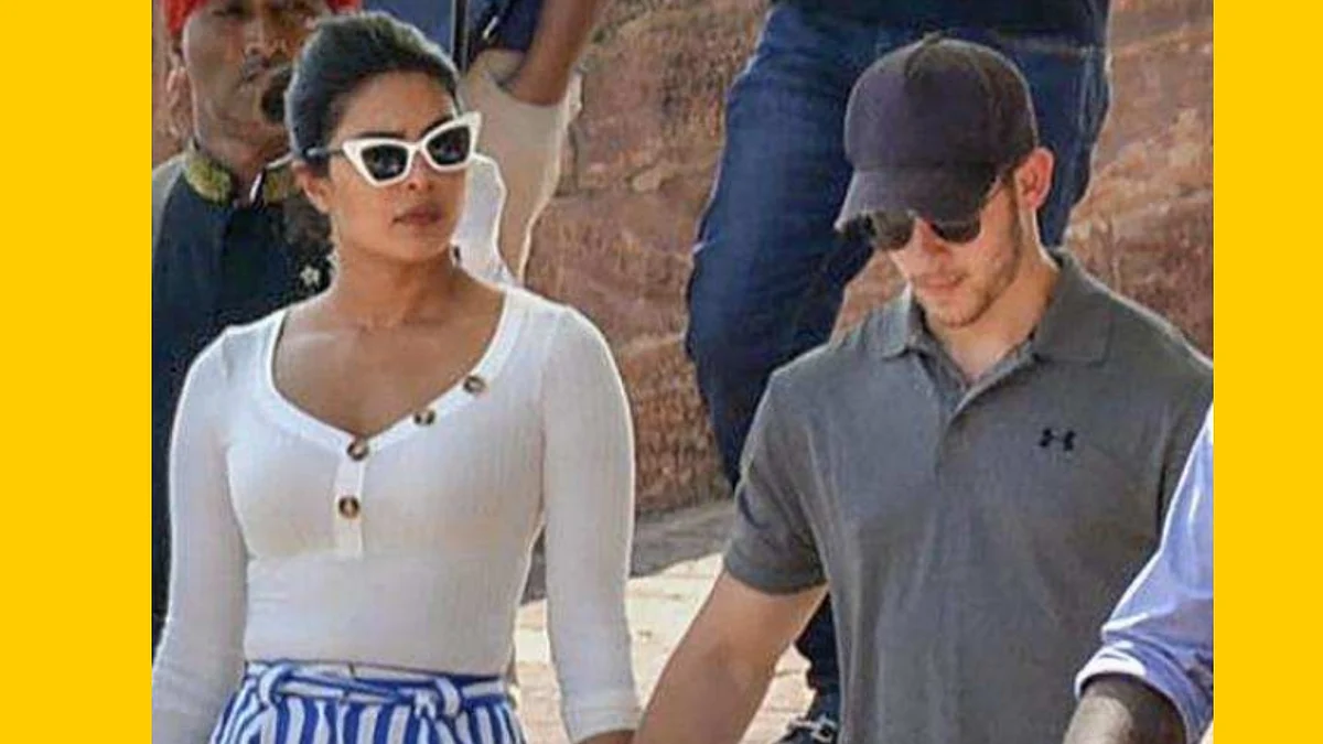 A swarm of fans flocked Priyanka Chopra and her singer, fiance Nick Jonas in the blue city of Jodhpur.