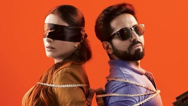 Ayushmann Khurrana and Tabu in a poster for <i>AndhaDhun</i>.
