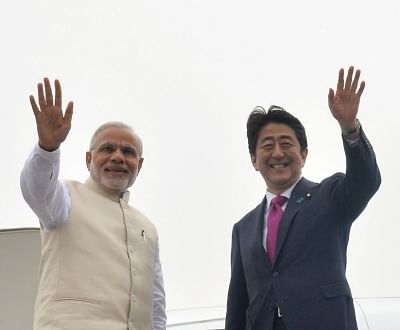 Prime Minister Narendra Modi and Japanese Prime Minister Shinzo Abe. (File Photo: IANS)