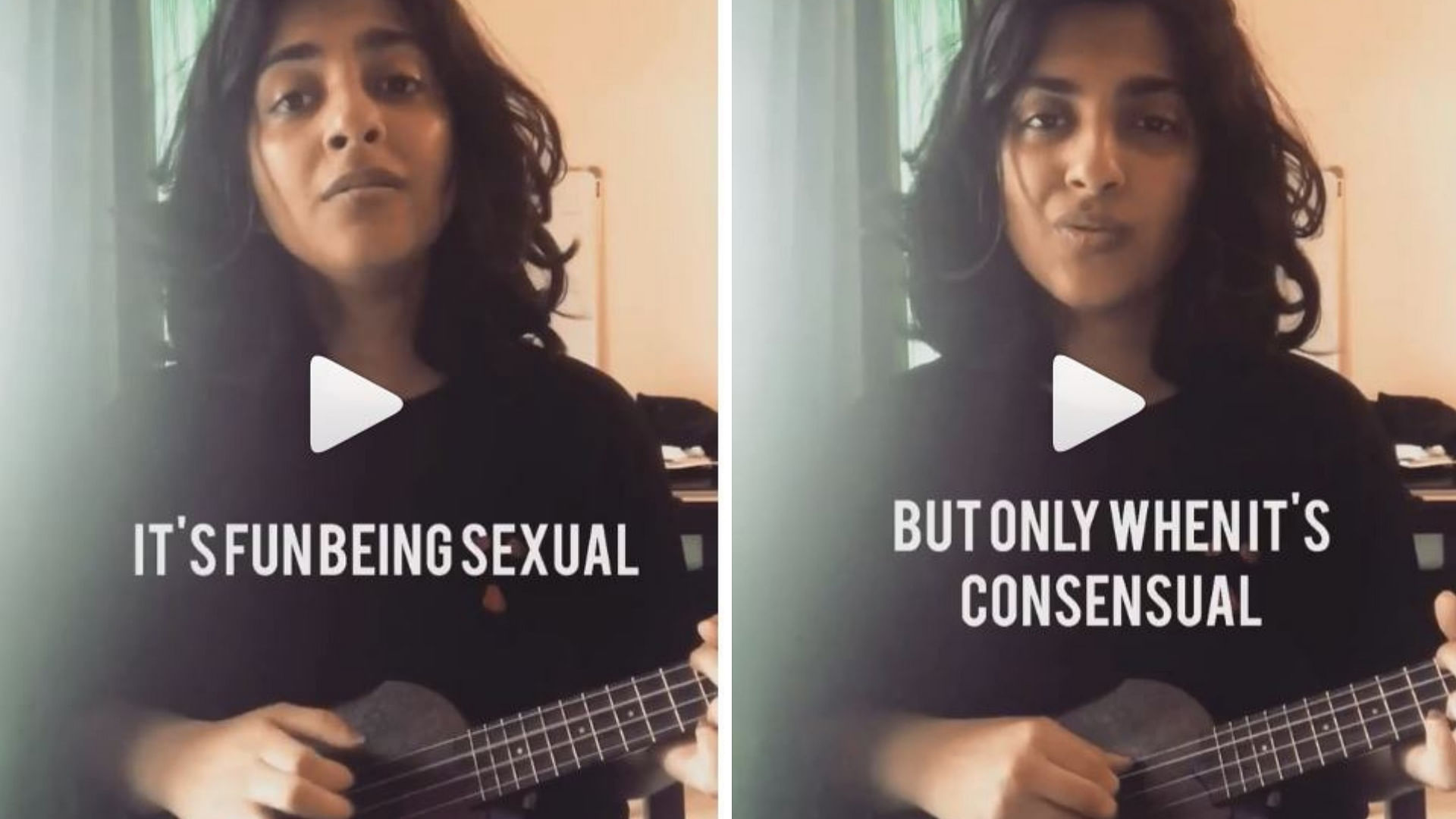 Sukhnidh Kaur singing the now-viral consent song.&nbsp;