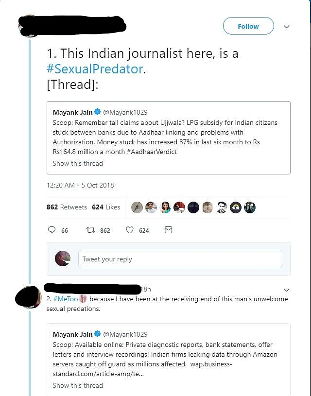 The accuser’s name on Twitter has been blanked out in accordance with The Quint’s editorial policy.