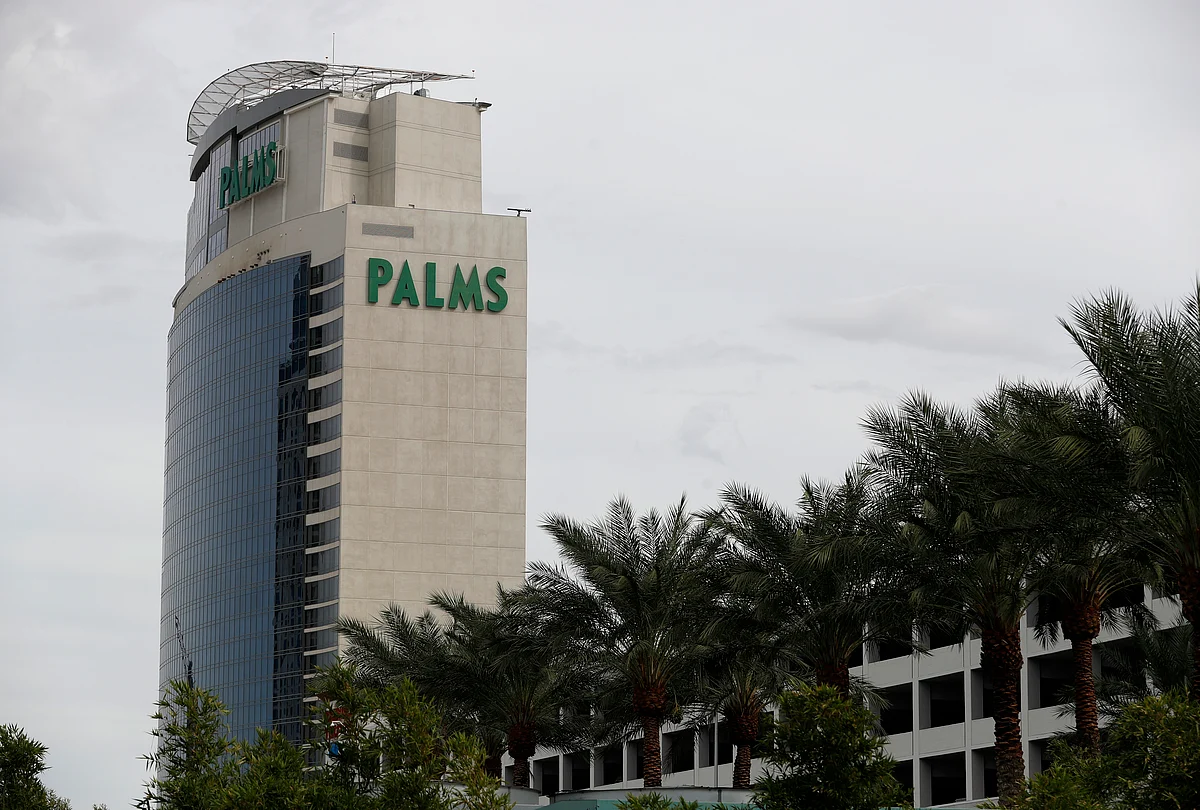 Trees line the Palms hotel and casino in Las Vegas.