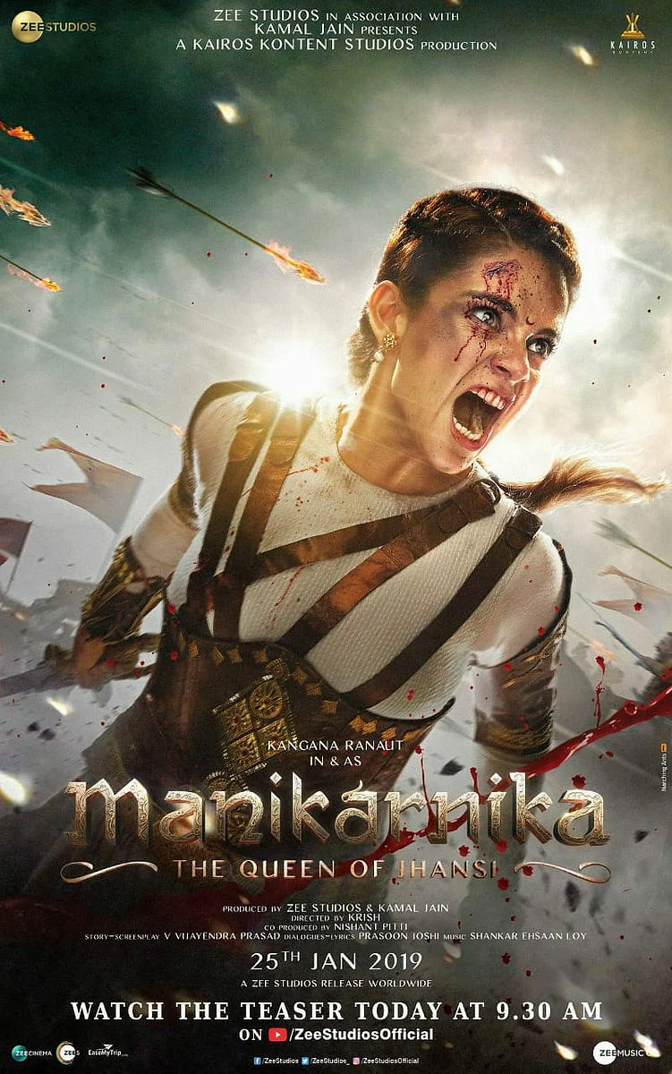 Kangana Ranaut as Rani Jhansi <i>Manikarnika</i>. 