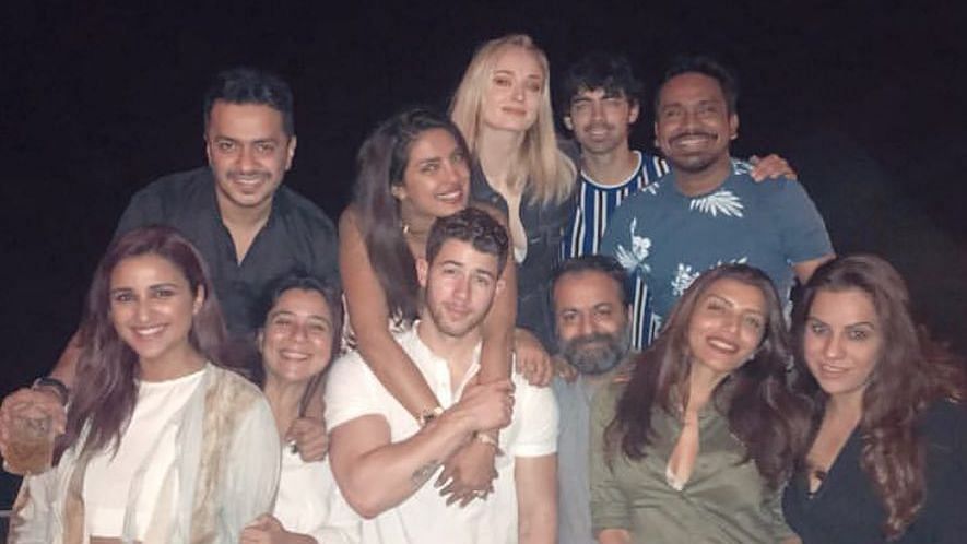 Priyanka Chopra &amp; Nick Jonas with friends and family.