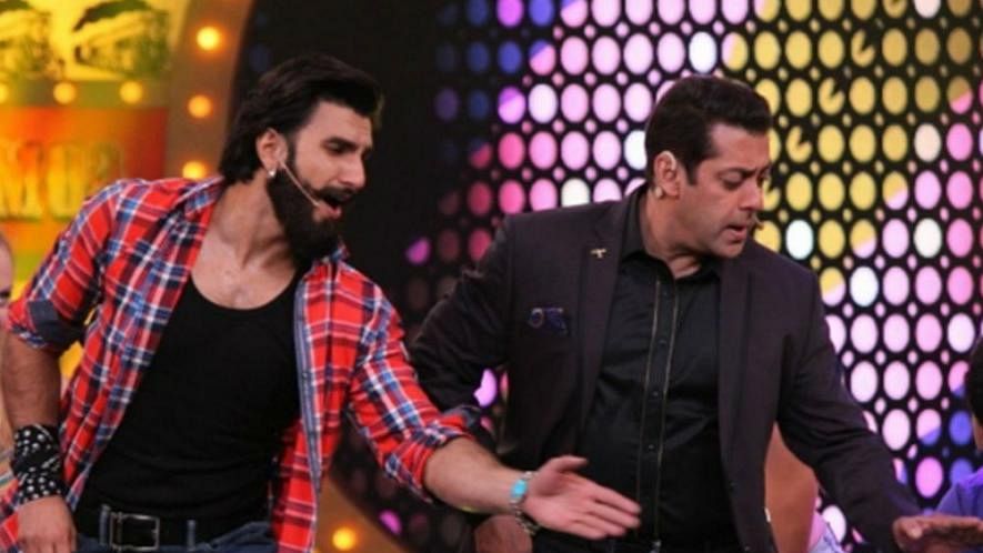 Ranveer Singh shakes a leg with Salman Khan on <i>Bigg Boss</i>.