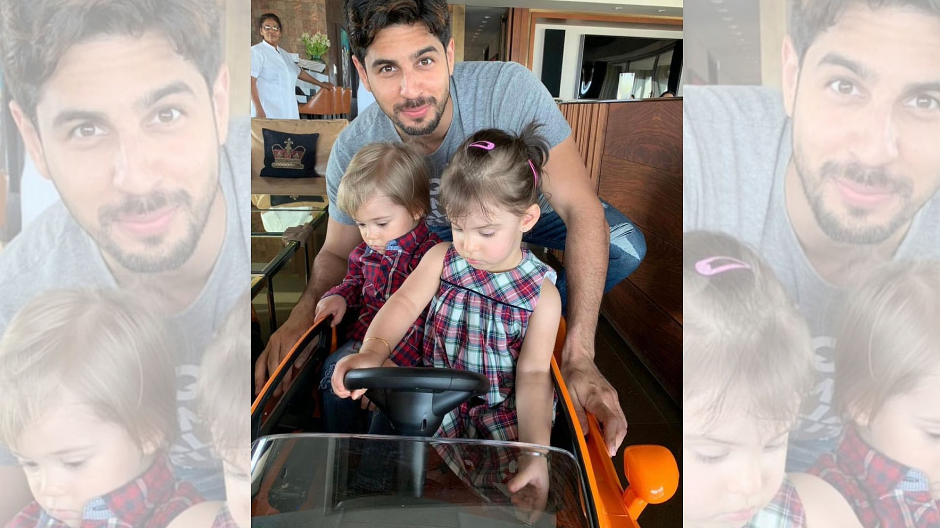 Karan Johar took to Instagram to share a picture of his twins Yash &amp; Roohi playing with Sidharth Malhotra.&nbsp;