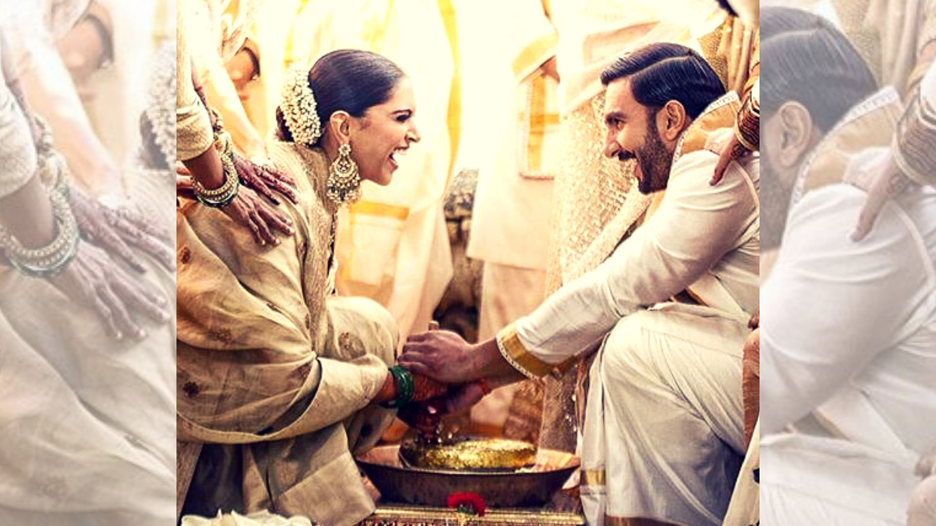 Ranveer Singh and Deepika Padukone during the wedding.&nbsp;