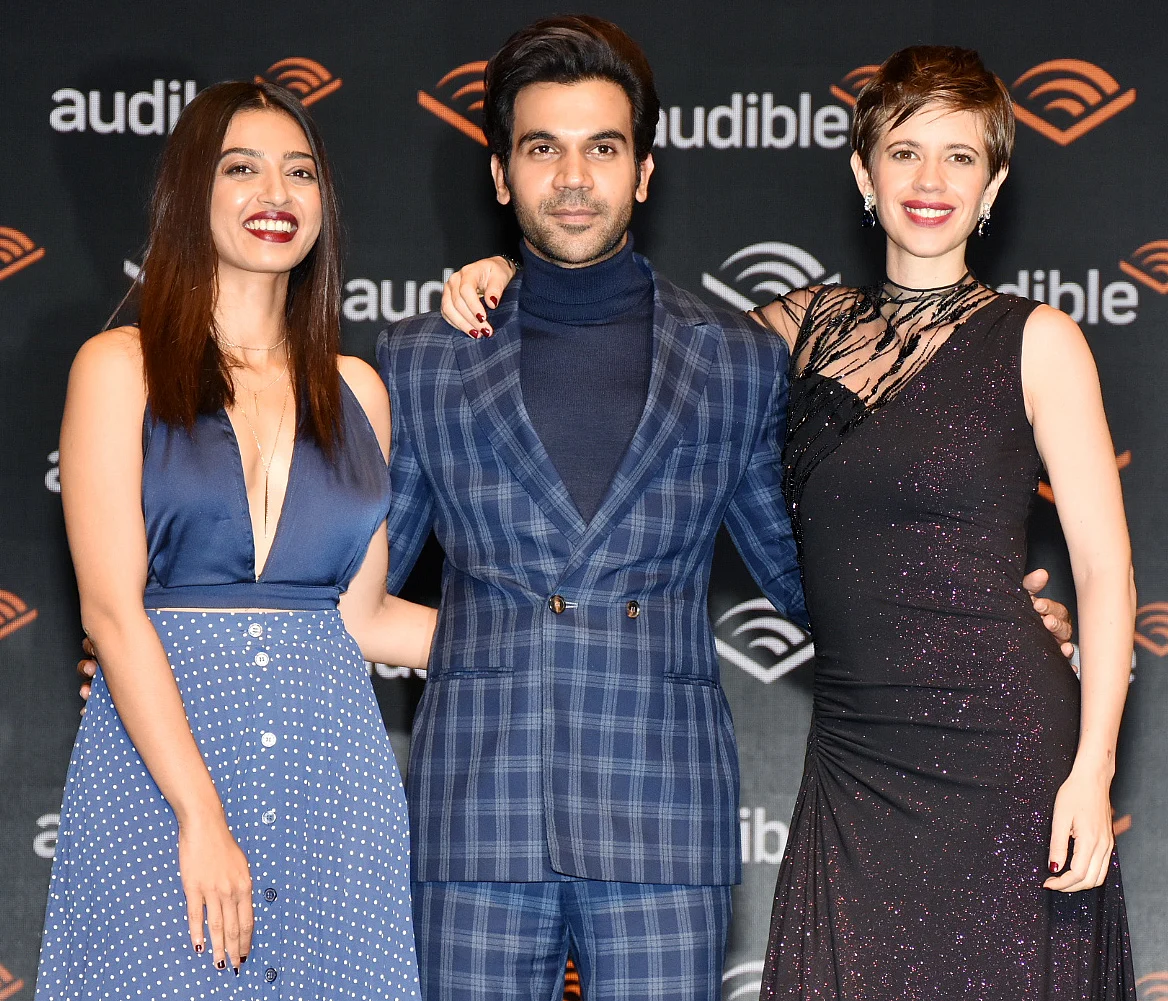 Rajkummar with Radhika Apte and Kalki Koechlin at the launch of Audible India.