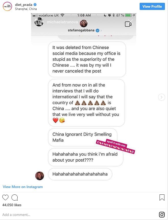Dolce and Gabbana angers the Chinese for putting out a racist ad campaign. Cancels show in Shanghai. 