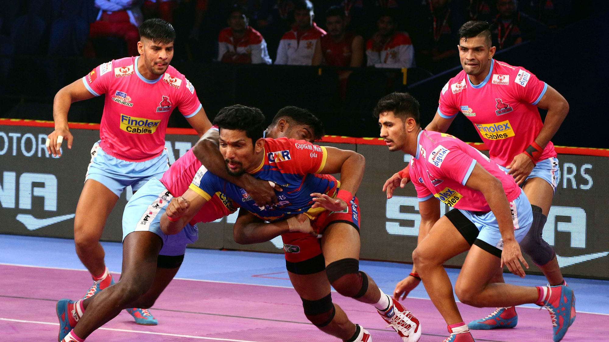 Jaipur Pink Panthers rode on a solid all-round performance to beat UP Yoddha 45-28 in the Pro Kabaddi League.