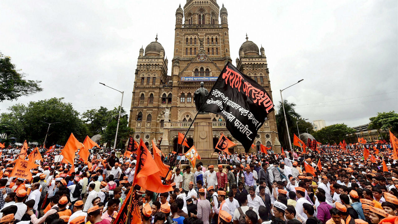 Protests for Maratha reservation in Mumbai.