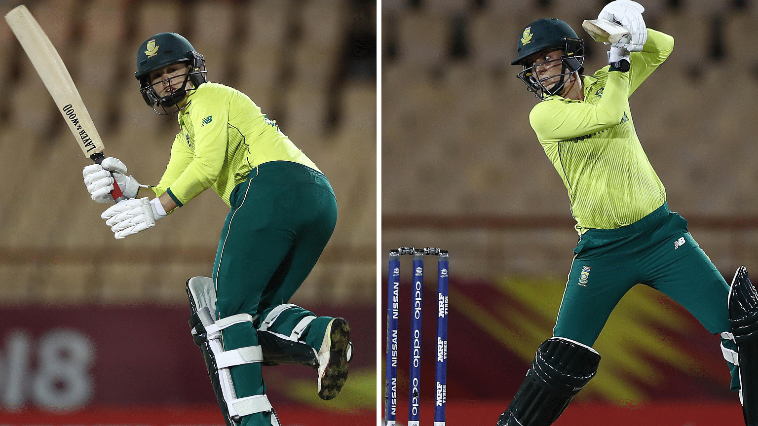  Dane van Niekerk (left) and Marizanne Kapp in action against Sri Lanka in the Women’s World T20 on Monday.