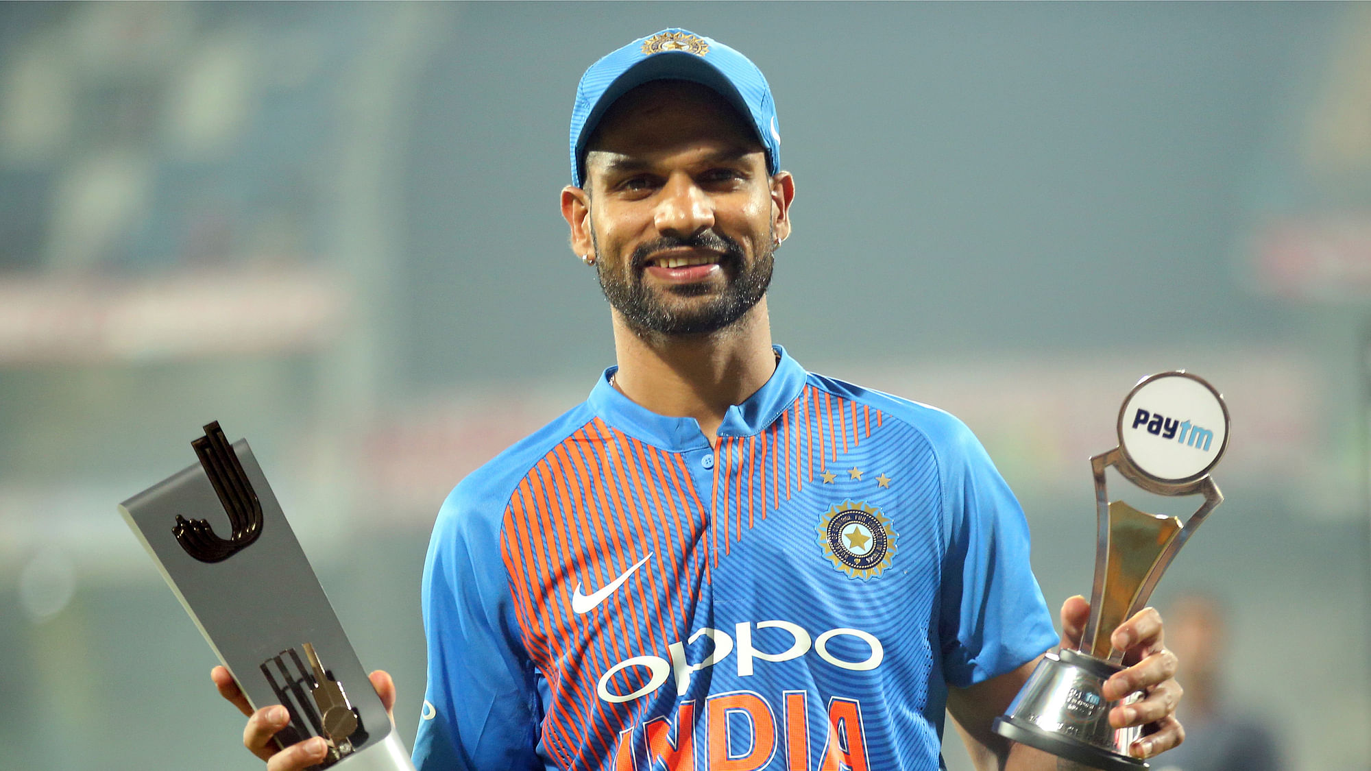 Shikhar Dhawan was named the Man of the Match of the final T20 between India and West Indies in Chennai on Sunday.