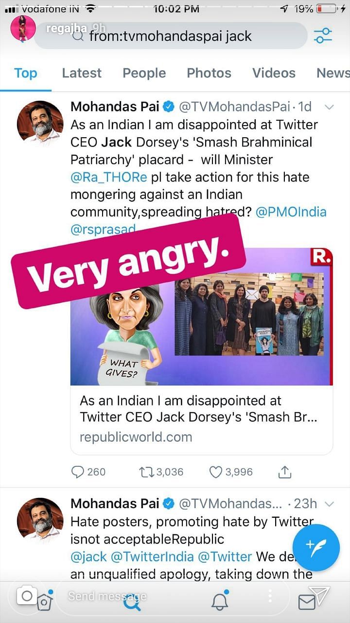 Rega Jha And The Internet Dissect Twitter Ceo S Controversial Photo That Reads Smash Brahminical Patriarchy rega jha and the internet dissect