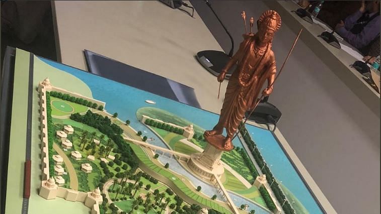 The model of the statue of Ram to be built in Ayodhya.