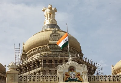 Bengaluru: The national flag flies at half-mast at Vidhana Soudha during a three-day mourning across Karnataka and one-day public holiday declared by the state government as a mark of respect to Union Parliamentary Affairs Minister Ananth Kumar who passed away at a private hospital due to multiple organ failure, in Bengaluru on Nov 12, 2018. (Photo: IANS)