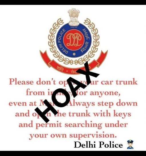 Some images claim that the message is issued by the Delhi Police.