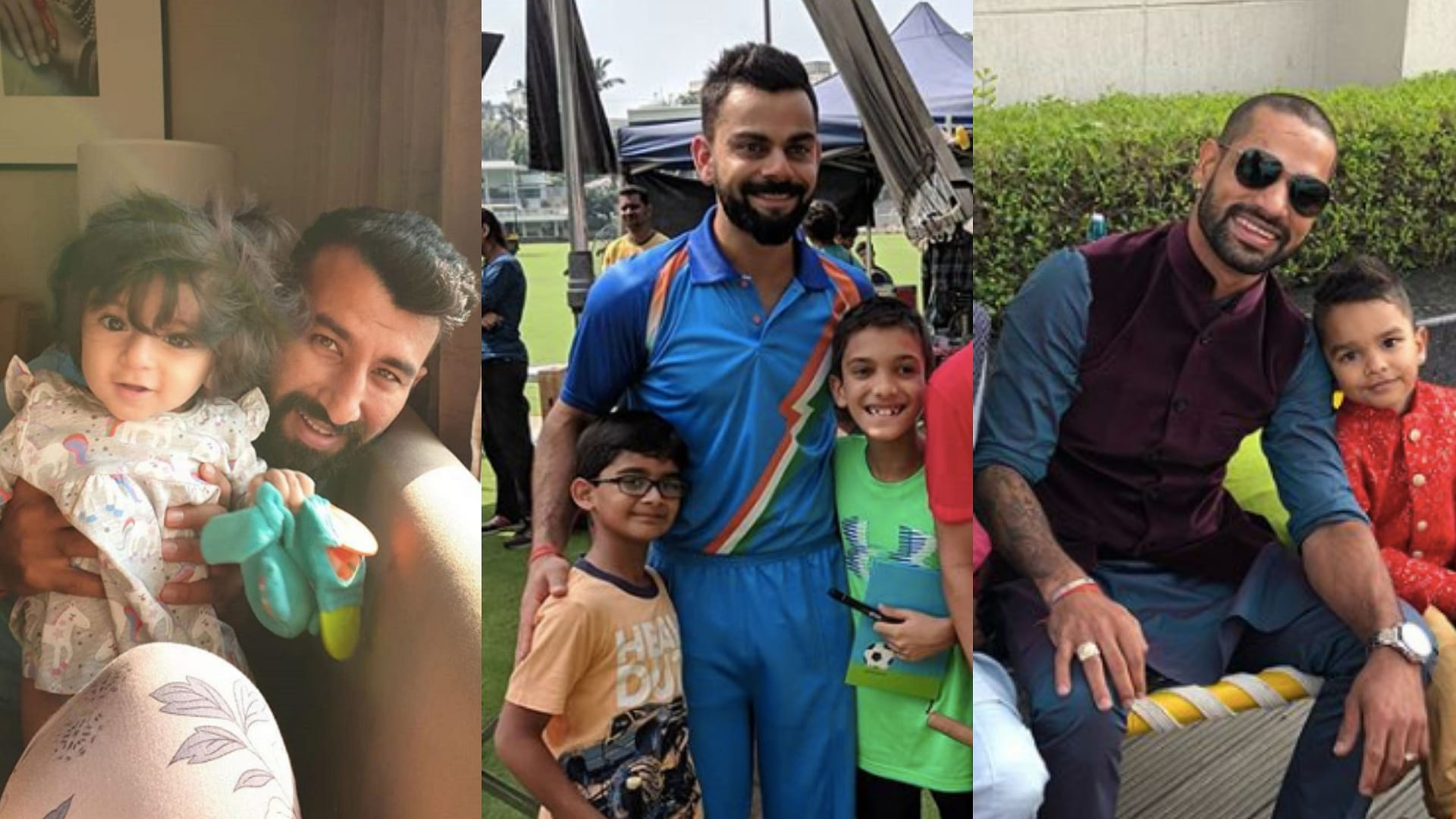 Cheteshwar Pujara posted a picture with his toddler Aditi while Shikhar Dhawan uploaded a video with son Zoraver.