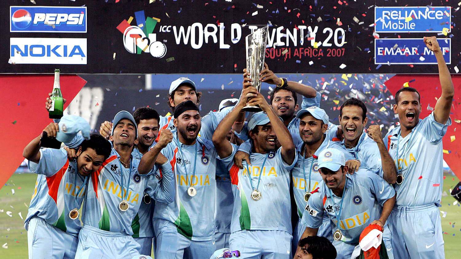File picture of the Indian men’s cricket team celebrating their victory in the 2007 ICC World T20.