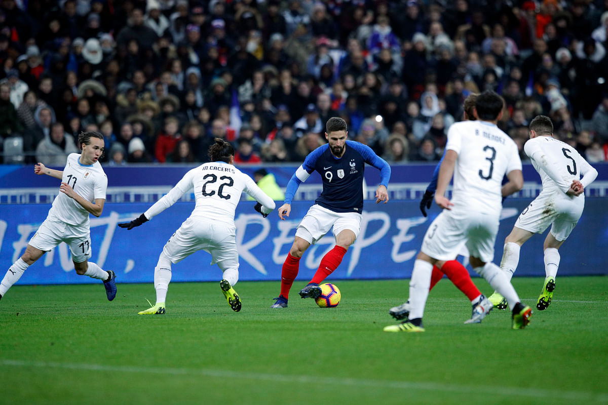 Olivier Giroud scored from the penalty spot for France as the world champion beat Uruguay 1-0 in a friendly match.