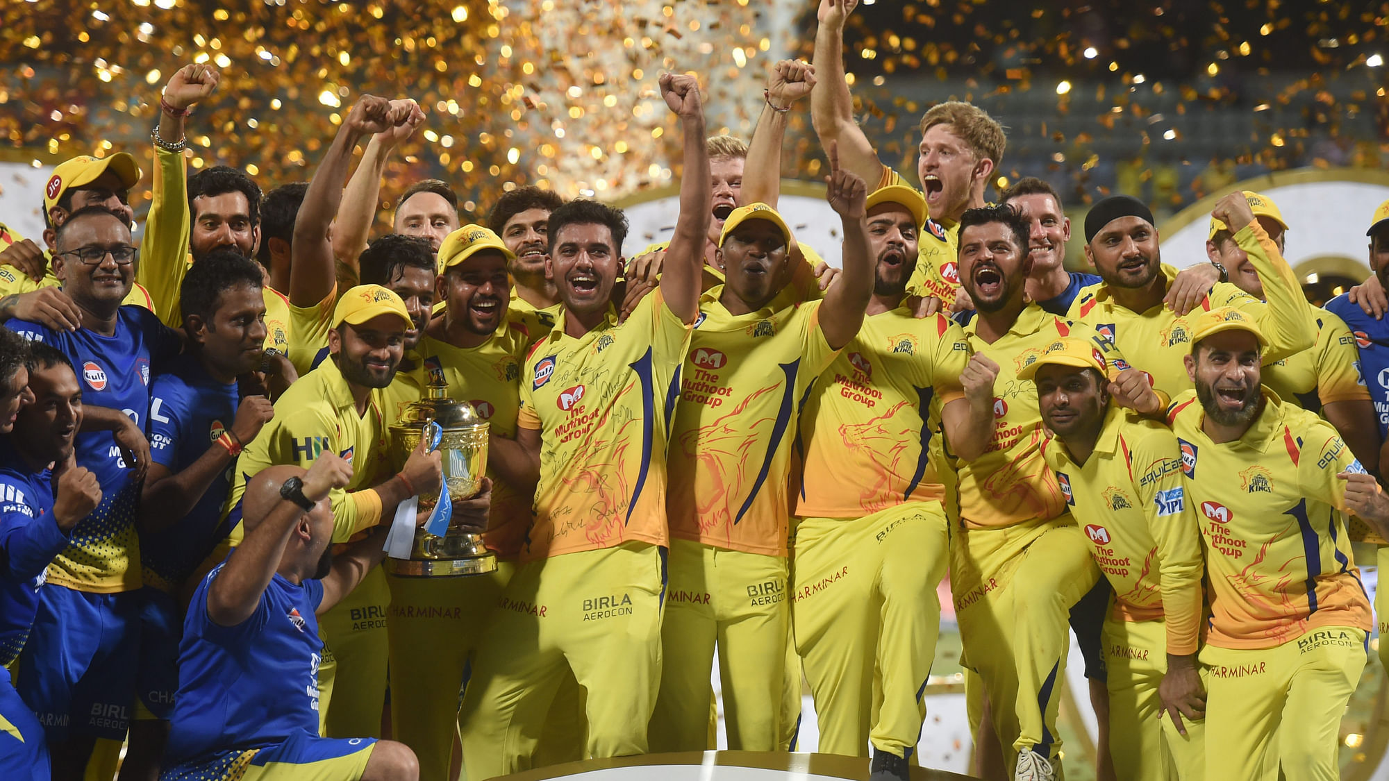 File photo of the Chennai Super Kings celebrating their IPL 2018 title victory.