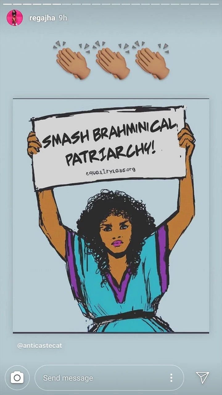A series of Instagram stories by Rega Jha.