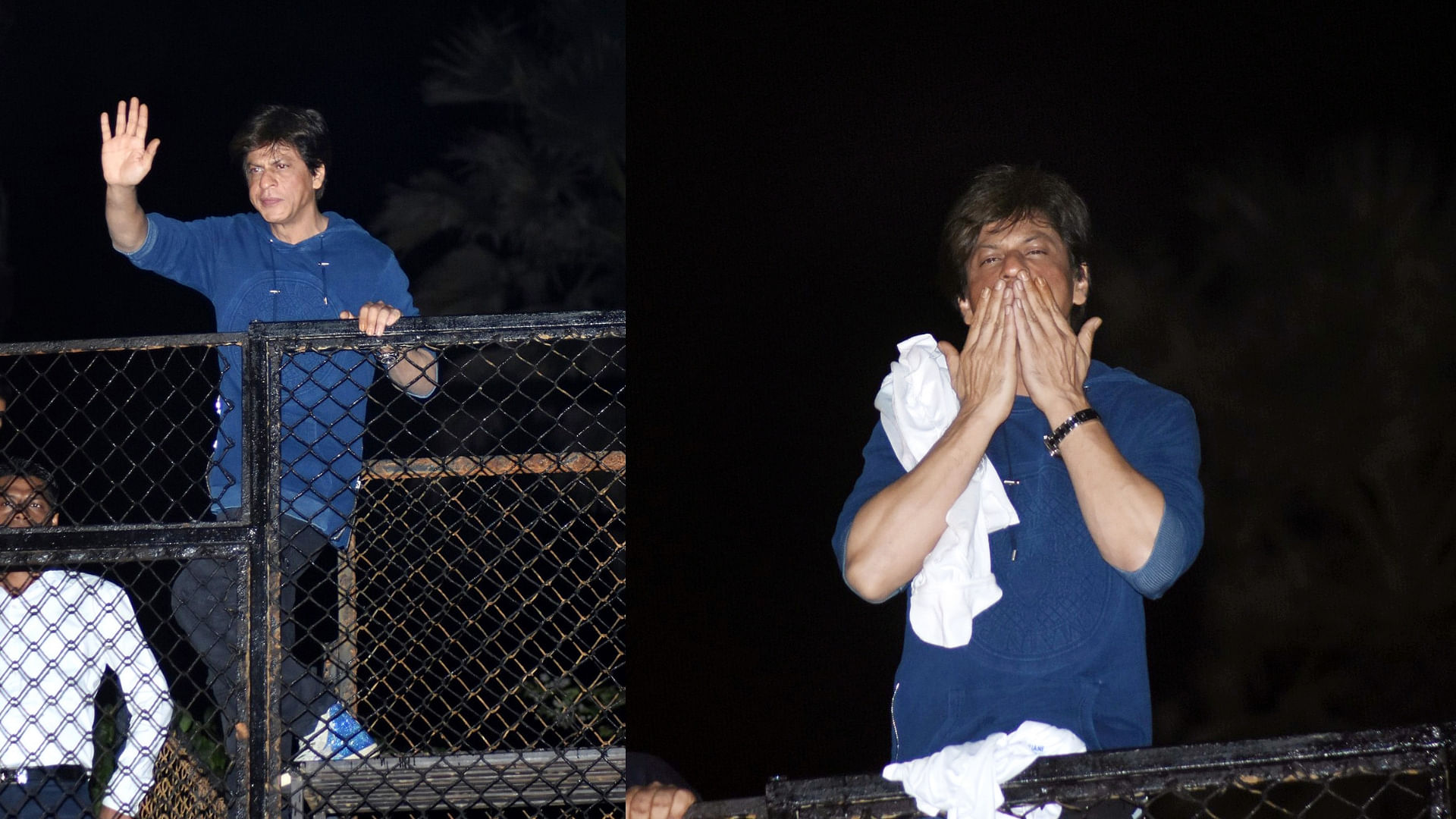Shah Rukh Khan makes an appearance outside his residence to greet fans on his birthday.