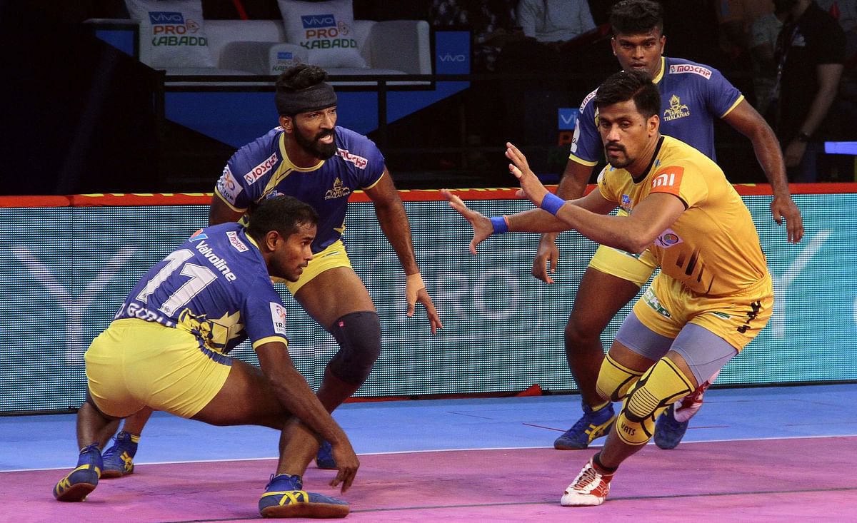Ajay Thakur scored 8 points for Tamil Thalaivas and Manjeet Chhillar chipped in with three crucial tackle points.