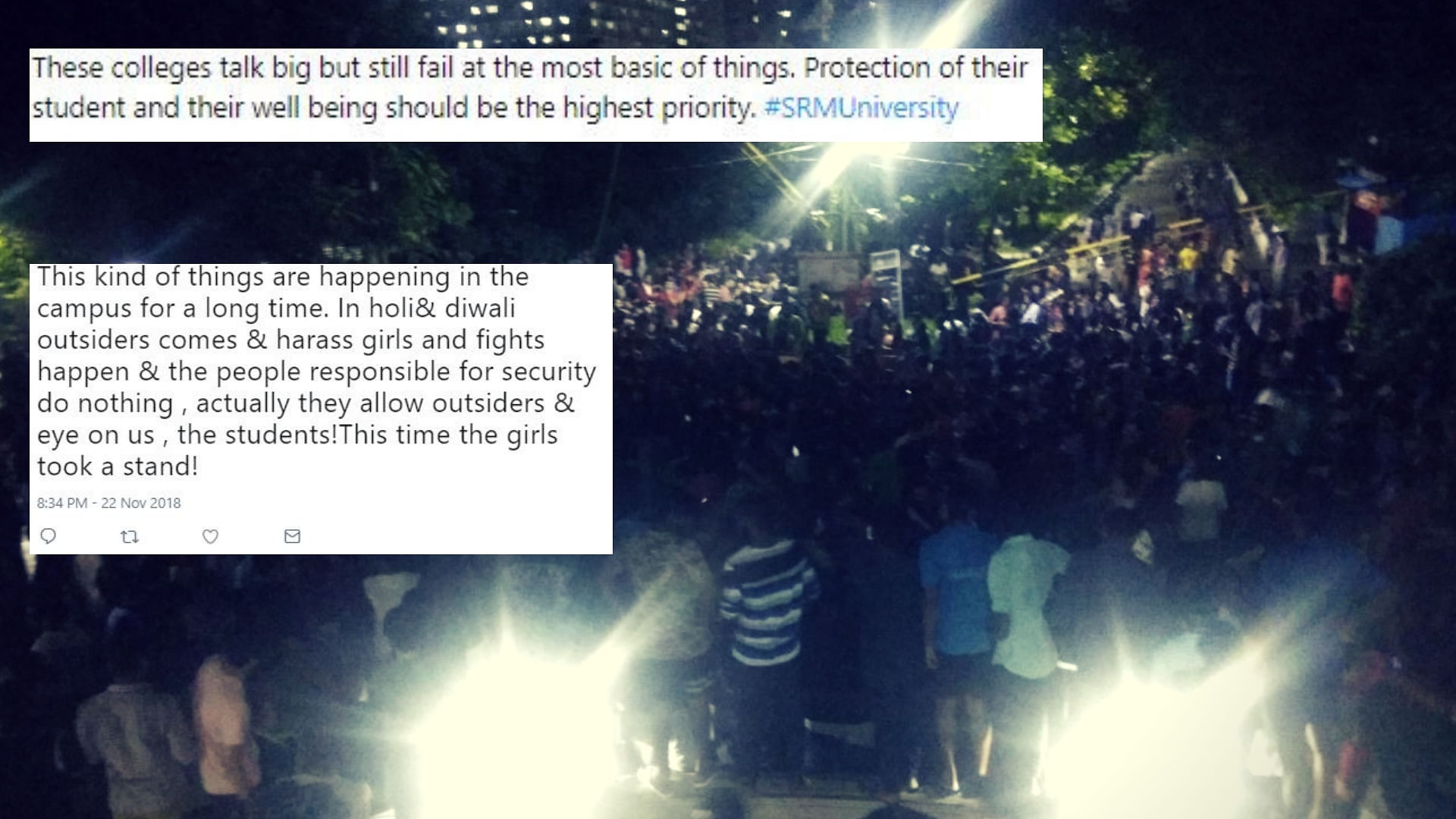 Students of the institute broke the hostel gates and took to the streets to protest. 