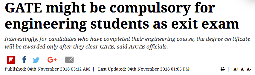 No, GATE Is Not Mandatory for Engineering Students as Exit Exam