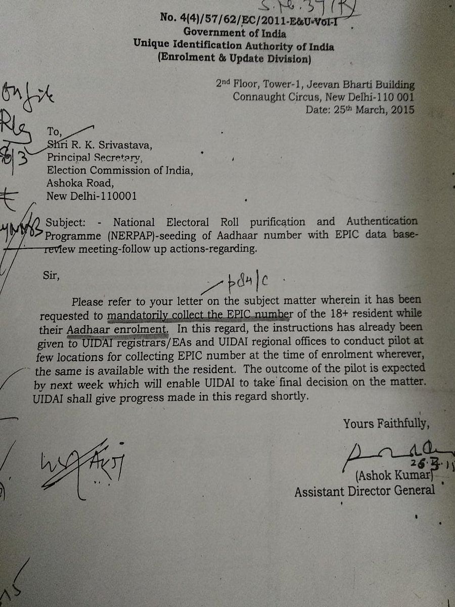 The RTI contradicts CEC OP Rawat’s claim that linking was done voluntarily.