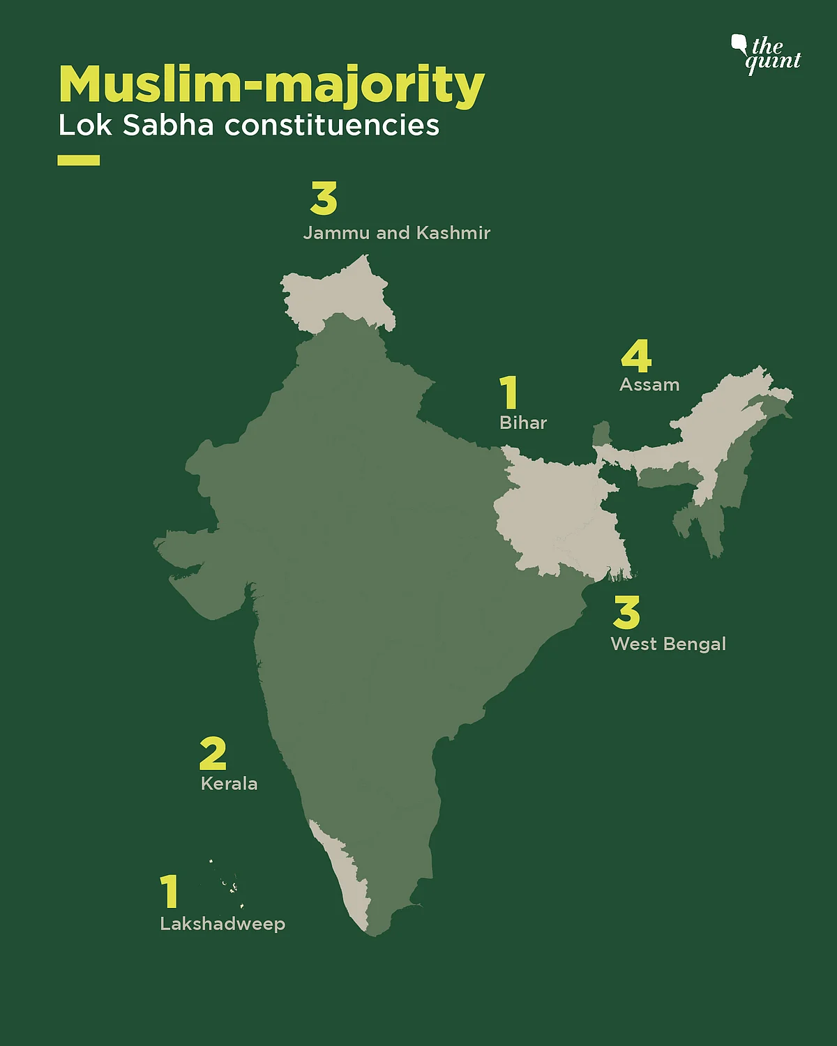 14 Muslim-majority Lok Sabha constituencies in India.