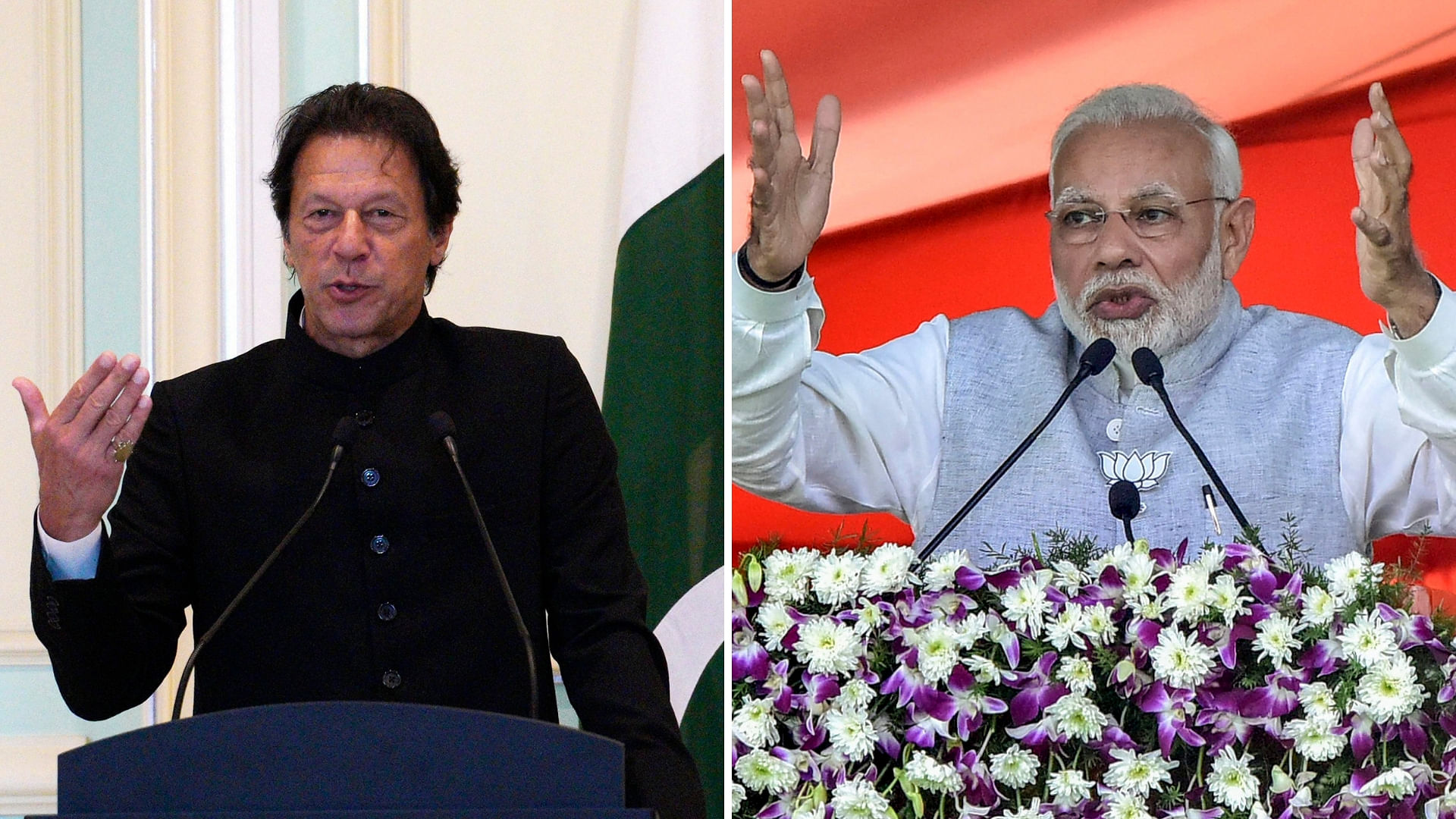 Pakistan Prime Minister Imran Khan (left) and PM Narendra Modi.&nbsp;