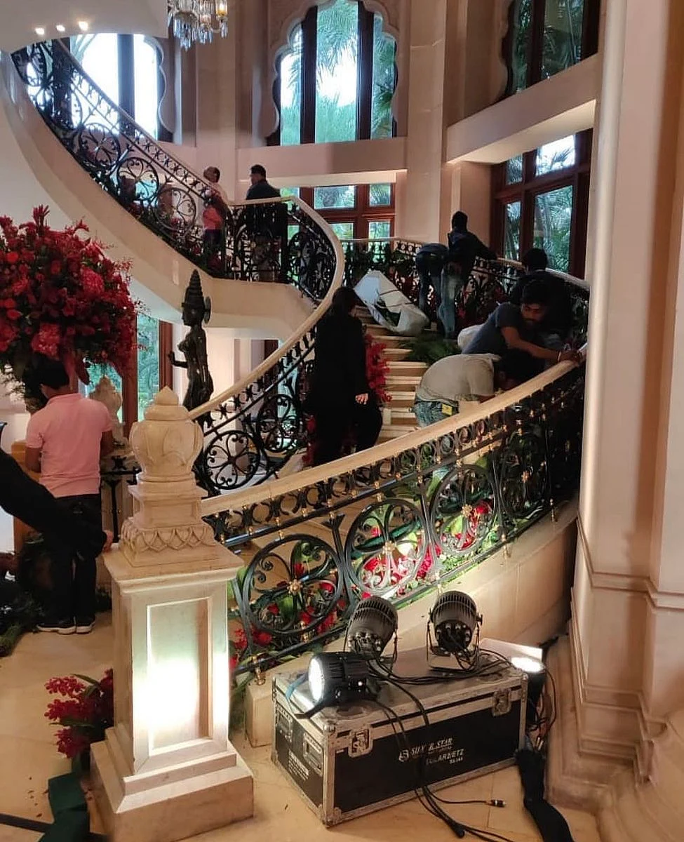 Staff hard at work decorating the venue.