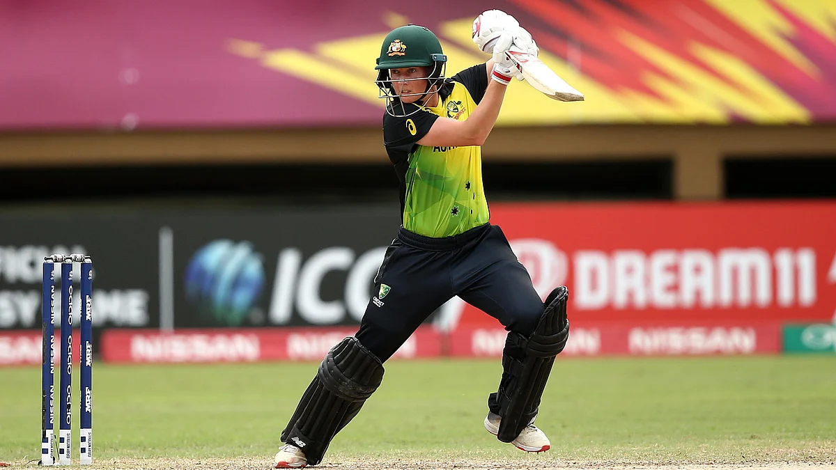 Meg Lanning bats during the ICC Women’s World T20 match against India.