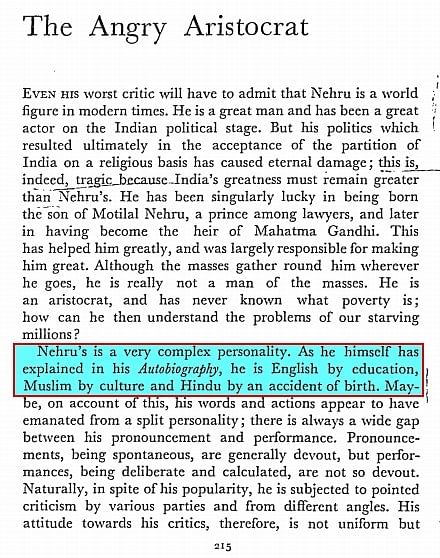Alt News searched for this statement in Nehru’s autobiography as claimed by NB Khare. It is nowhere to be found. 