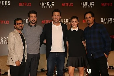 Mumbai: Actor Alia Bhatt, Diego Luna, Michael Pena, director Shakun Batra and producer Eric Newman during a special panel discussion hosted by Netflix in Mumbai on Nov 12, 2018. (Photo: IANS)